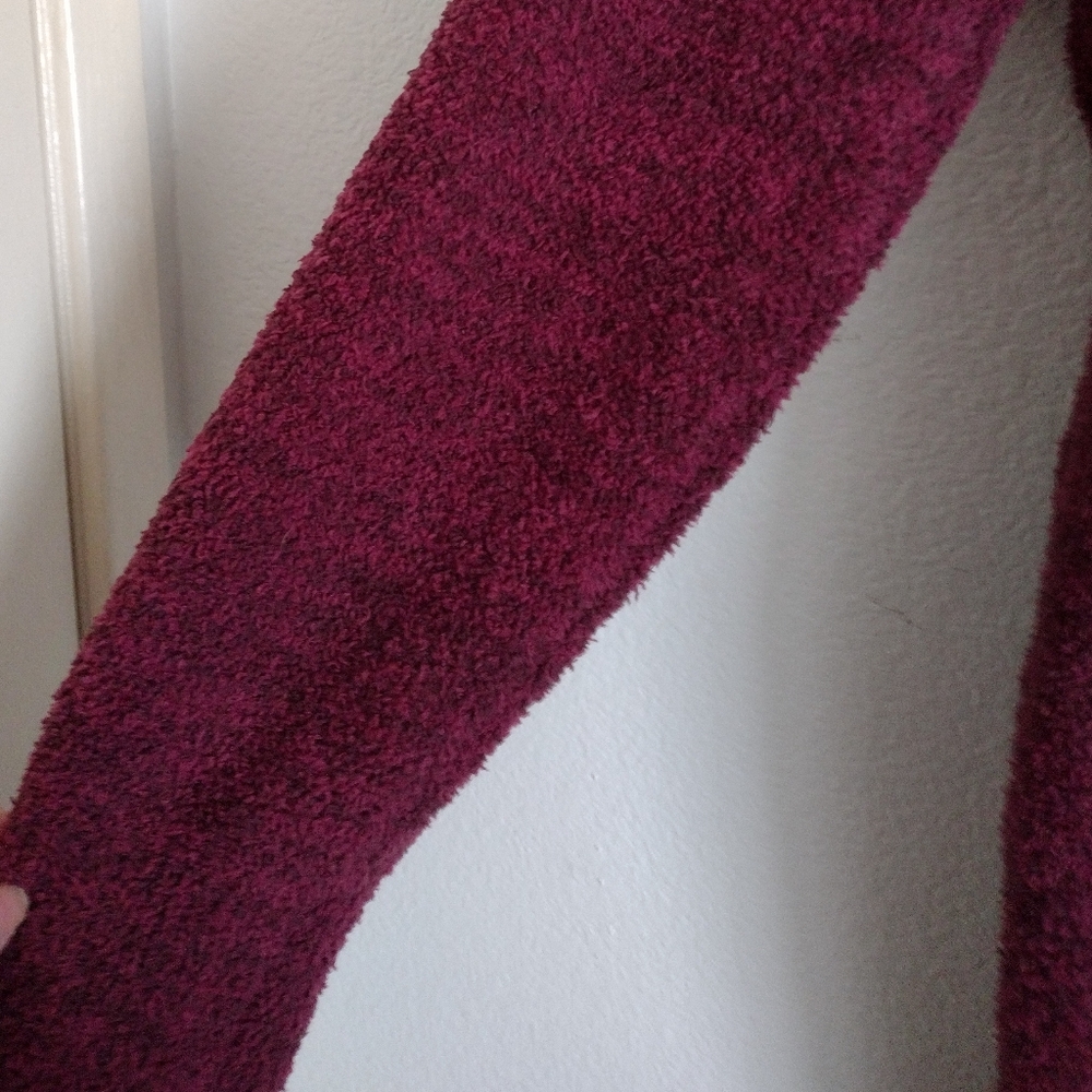 Barefoot Dreams CozyChic heathered red long open cardigan pockets size Medium - Picture 6 of 11
